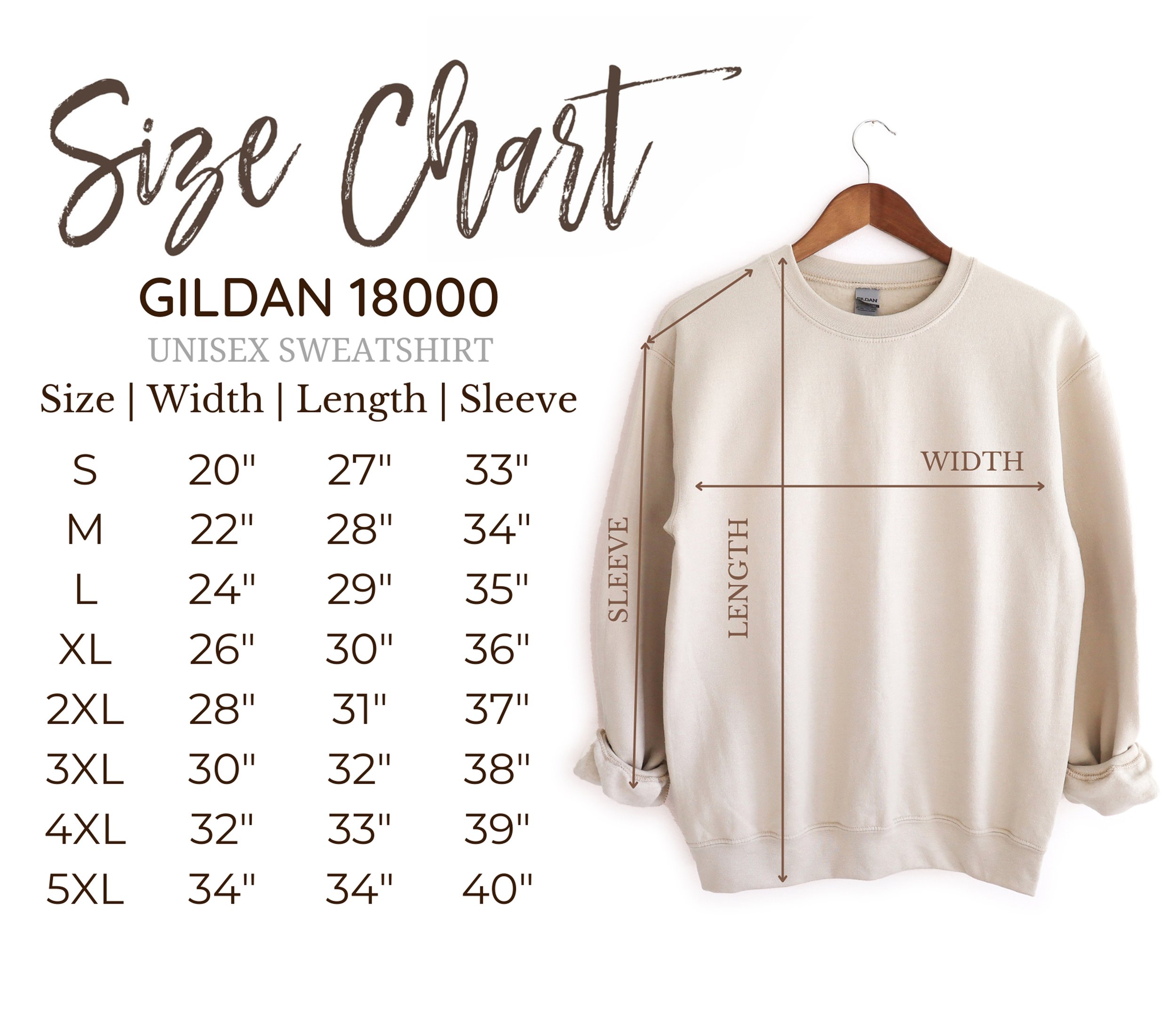Gildan g180 size chart hotsell